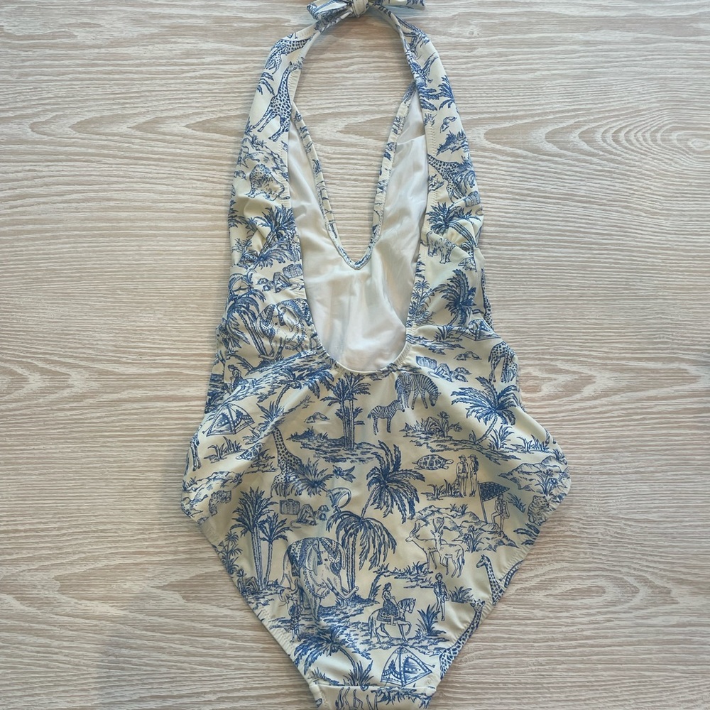 Tory Burch Blue and White Toile One-Piece Swimsuit - Picture 4 of 8